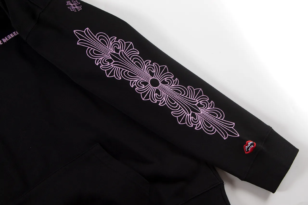 P290 ChromeHeart Chrome Heart Cherry Blossom Logo Embroidered Sweatshirt Ready in stock Focus on quality and compare at will Size: S M L XL Color: Black